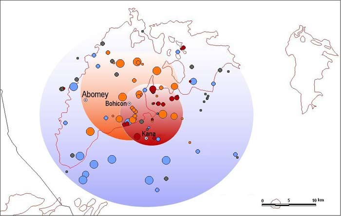 Map of distribution of various types of caves.